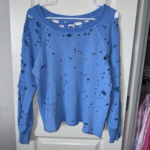 NSF x SoulCycle Distressed Blue Crewneck